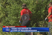 Teenagers volunteer to clean up neighborhoods