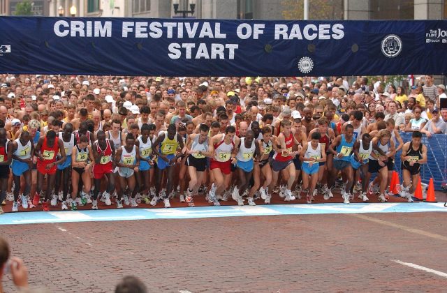 Photo of runners at the starting line of the Crim Festival of Races